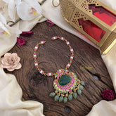 Dual Peacock Jadau Kundan Short Neckpiece-J2489